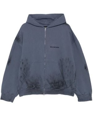 Balenciaga Back Zip-Up Hoodie Regular Fit - Blue