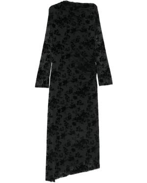 Imperial Floral-Print Devoré-Effect Midi Dress - Black