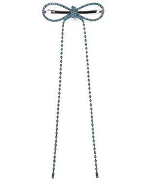 YELLOWSWALLOW Crystal-Embellished Bow Hair Clip - Blue