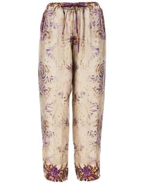 Pierre Louis Mascia Aloe Floral Trousers - Natural