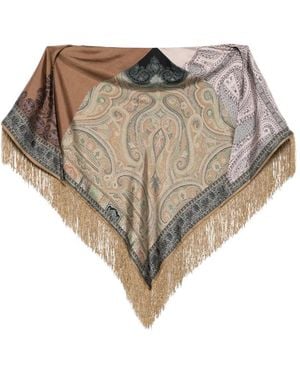 Pierre Louis Mascia Aloeuw Paisley Fringed Scarf - Brown