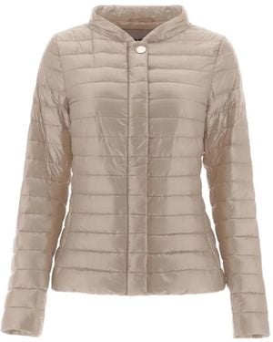 Herno Elena Quilted Funnel-Neck Jacket - Natural