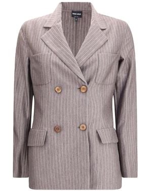 Giorgio Armani Blazer a rayas diplomáticas - Gris