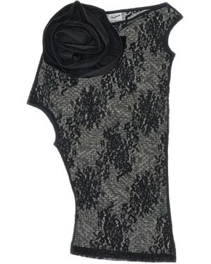 VAQUERA Floral-Appliqué Lace Top - Black