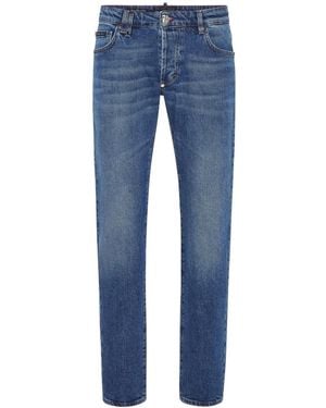 Philipp Plein Tattoo Super Straight-Cut Jeans - Blue
