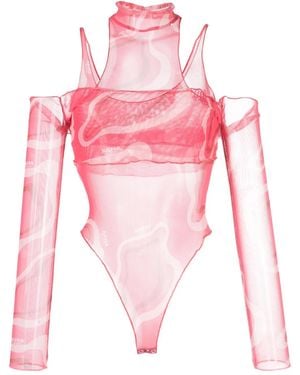 Julfer Janet Wave-Print Bodysuit - Pink