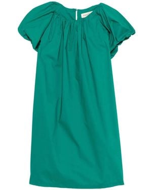 MOUTAKI Puff-Sleeve Belted Mini Dress - Green
