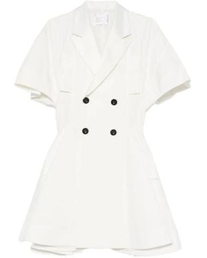Sacai Double-Breasted Flared Dress - White