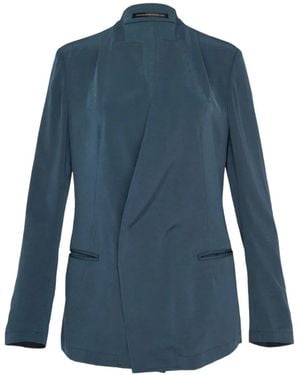 Y's Yohji Yamamoto Stand-Collar Wrap Blazer - Blue