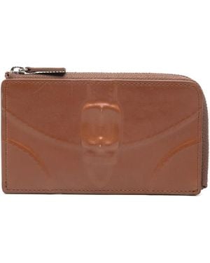 Maison Mihara Yasuhiro Tarjetero Invisible Fragment con relieve - Marrón