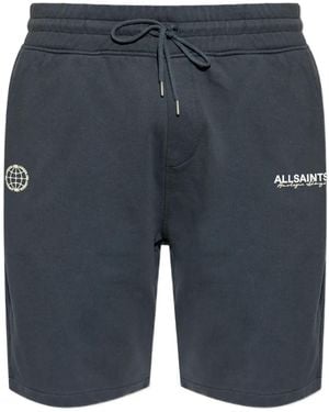 AllSaints Logo Drawstring Track Shorts - Blue