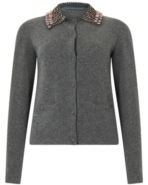 Alberta Ferretti Bead-Embellished Cardigan - Grey