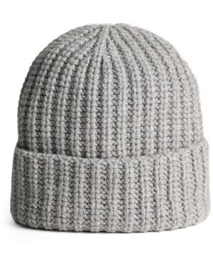 Scaglione Chunky Ribbed-Knit Beanie Hat - Grey
