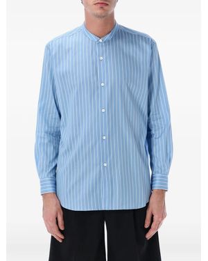 AURALEE Stand-Collar Striped Shirt - Blue