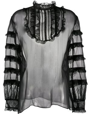 Valentino Garavani Sheer Organza Blouse - Black