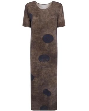 Uma Wang Polka-Dot Print Maxi Dress - Brown