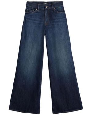 7 For All Mankind Lotta Wide-Leg-Jeans Mit Whisker-Effekten - Blau