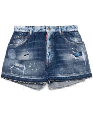 DSquared² Distressed-Effect Denim Shorts - Blue