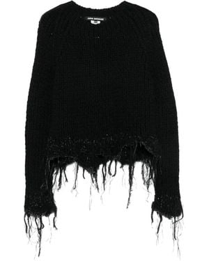 Junya Watanabe Distressed Chunky-Knit Jumper - Black