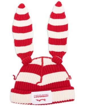 Charles Jeffrey Chunky-Knit Rabbit Beanie Hat - Red