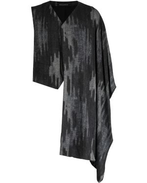 Yohji Yamamoto Graphic-Print Textured Asymmetric Vest - Black