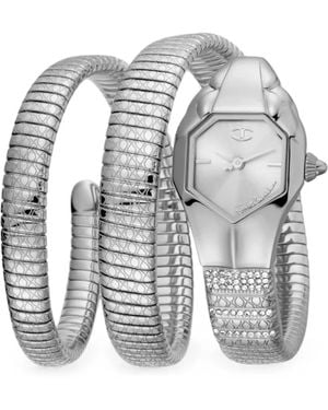 Just Cavalli Reloj De Mm Con Efecto De Piel De Serpiente - Gris