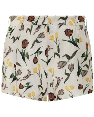 Marni Tulip Hares-Print Shorts - White