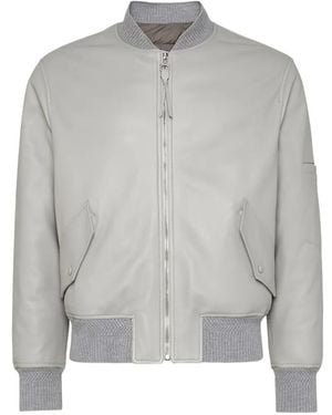 Ferragamo Zip Leather Jacket - Grey