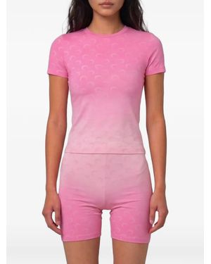 Marine Serre Faded Moon Short-Sleeves Baby Fit T-Shirt - Pink