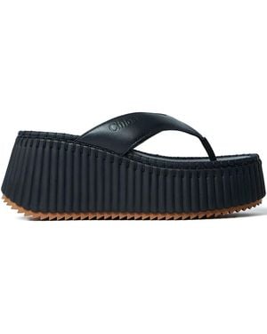Chloé 80Mm Platform Toe-Post Sandals - Blue