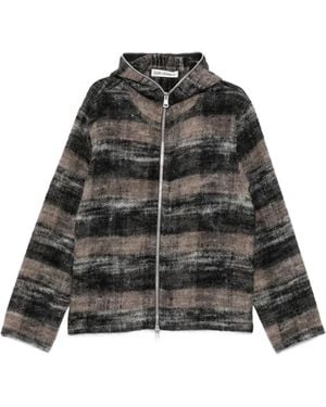 Our Legacy Check-Pattern Zip-Up Hoodie - Black