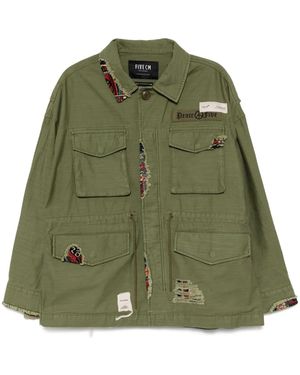 FIVE CM Logo-Patch Military Jacket - Green