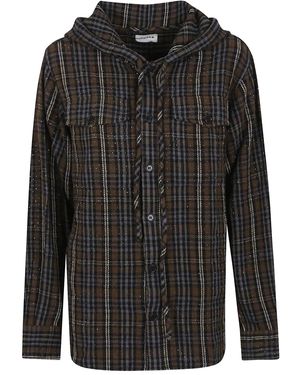 P.A.R.O.S.H. Hooded Checked Shirt - Black