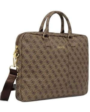Guess Borsa Porta Pc Con Stampa - Marrone