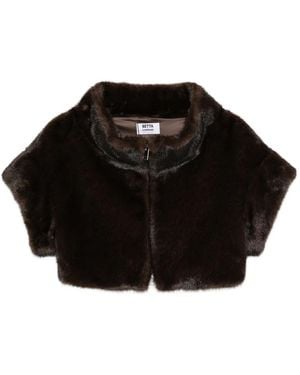 Betta Corradi Faux Fur Cropped Jacket - Black