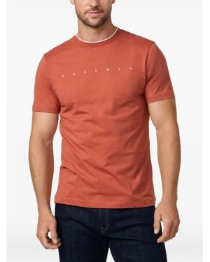 Hackett Logo-Print Cotton T-Shirt - Red