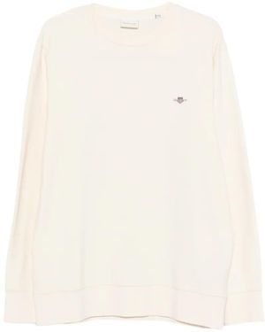 GANT Textured Logo Sweatshirt - White