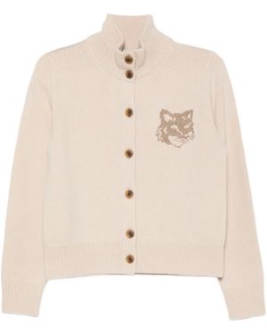 Maison Kitsuné Cárdigan Bold Fox Head En Intarsia - Neutro