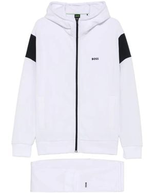 BOSS Logo-Print Colour-Block Tracksuit - Blue