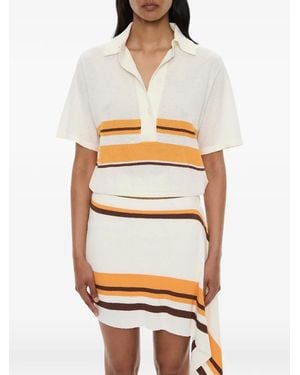 Christopher Esber Striped Knit Polo Shirt - Grey