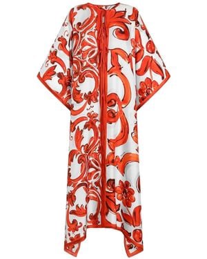 Dolce & Gabbana Kaftan-Kleid Mit Majolica-Print - Rot