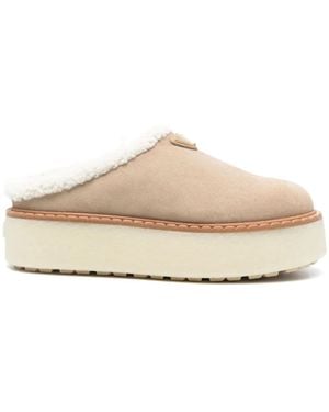 Prada 50Mm Enamel-Logo Mules - Natural