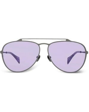 discord Yohji Yamamoto Double-Bridge Pilot-Frame Sunglasses - Purple