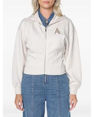 ARMANI EXCHANGE Logo-Patch Zip-Up Hoodie - Blue