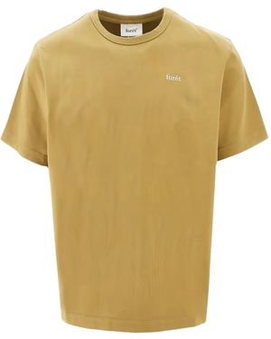 Forét Oak Logo-Embroidered Cotton T-Shirt - Yellow