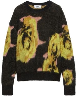 MSGM ローズインターシャ プルオーバー - ブラック