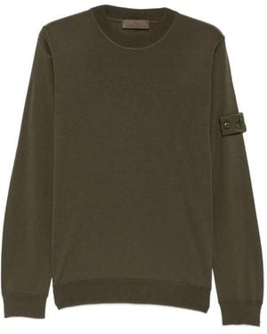 Stone Island 5100074 Light Pure Rws Wool_S.I. Ghost Regular-Fit Crewneck Jumper With Ribbed Trims - Green