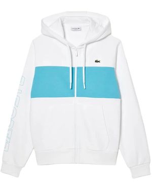 Lacoste Colour-Block Zip-Up Hoodie - White