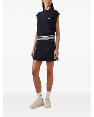 Autry Logo-Embroidered Striped-Side Skirt - Blue