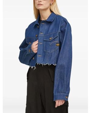 G-Star Frayed-Edge Cropped Jacket - Blue